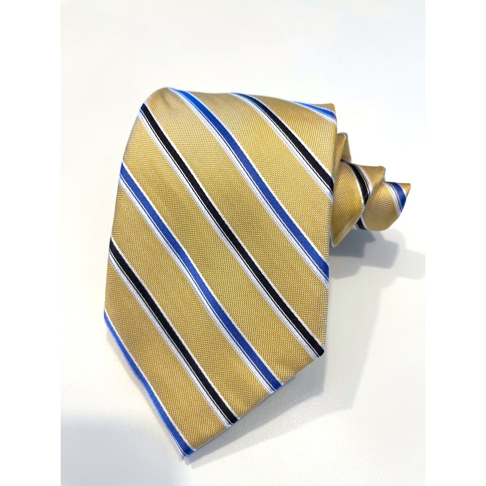 Chaps Blue Gold Striped Mens Tie‎ Silk